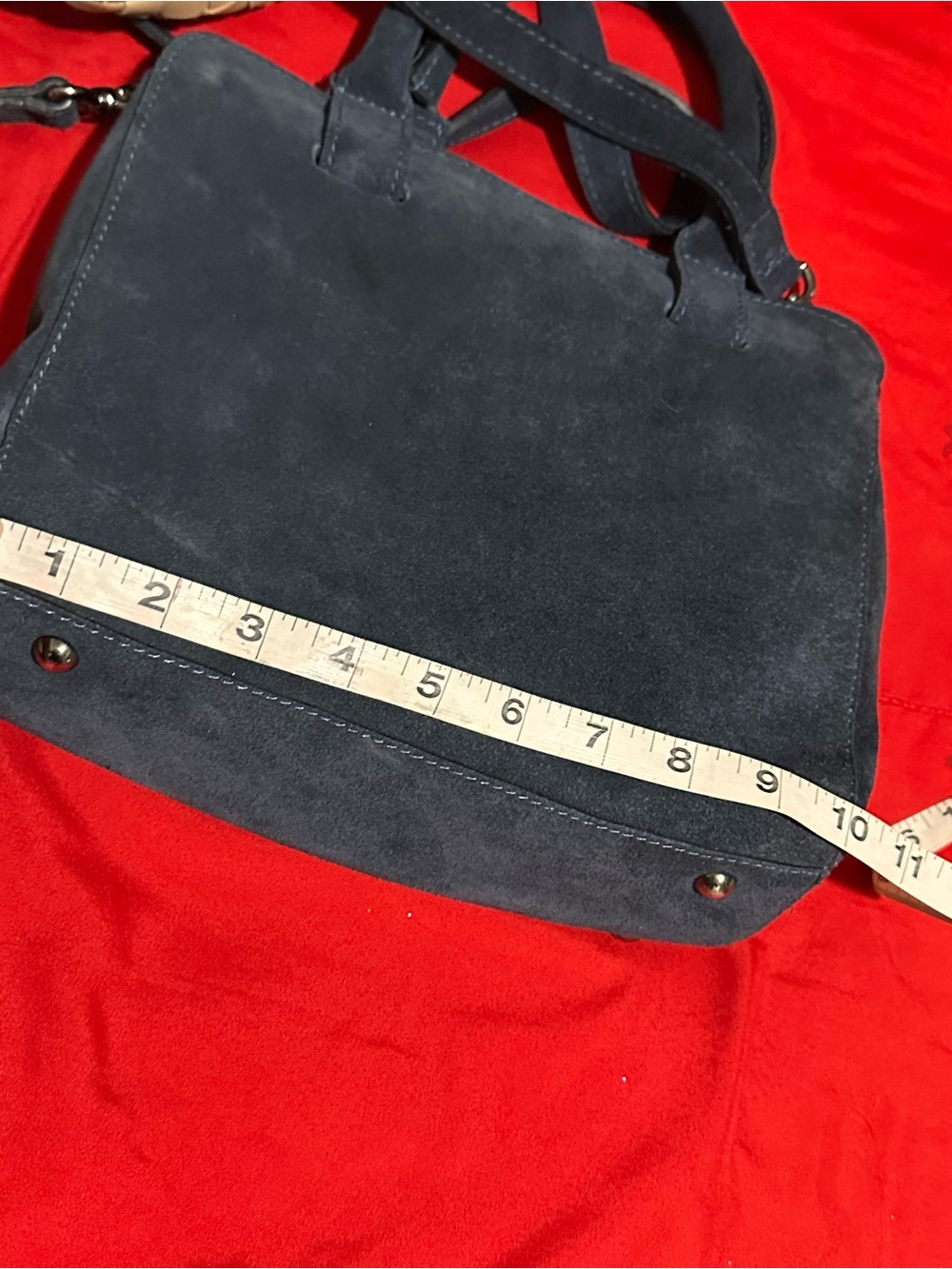 My Choice Navy Blue Zipper Accent Double Handle Top Handle Women's Bag Purse